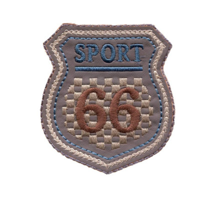 Nášivka štítok Sport 66, nažehľovacia, šedá/modrá/béžová