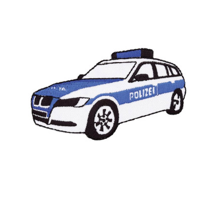 Nášivka policajné auto, nažehľovacie, biela/modrá