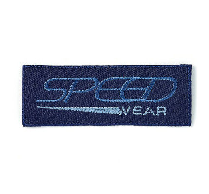 Nášivka džínsový štítok Speed Wear, obdĺžnik, nažehľovací, tmavo modrá