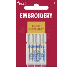 Vyšívacie ihly zlaté TEXI EMBROIDERY GOLD 130/705 H-ET 5x75