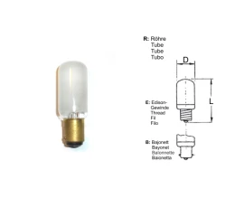 Žárovka 15W, 230V, B15d, 22x57